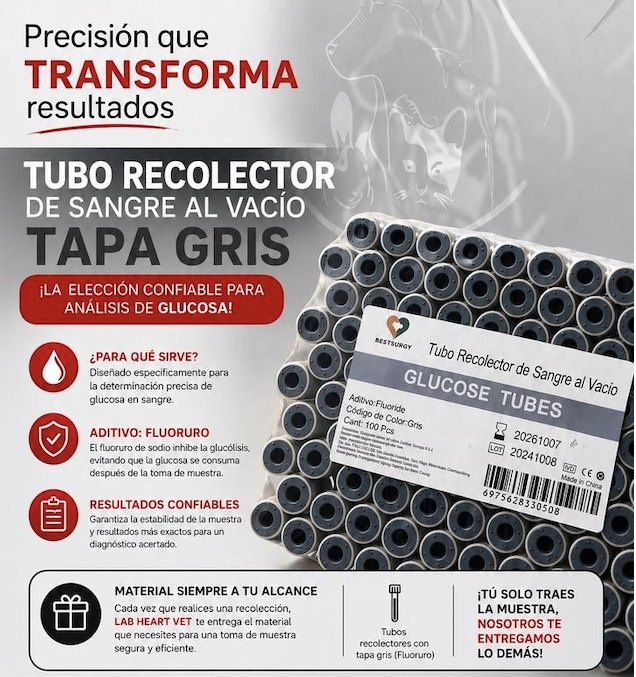 Tubo tapa gris para glucosa - Lab Heart Vet